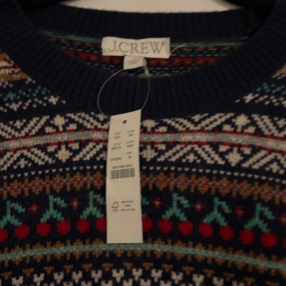 J.Crew Puff-sleeve Fair Isle crewneck sweater sz M - Picture 4 of 8
